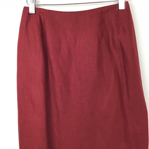 Rena Lange Pencil Skirt Linen Red 34 Knee Length - Picture 2 of 6